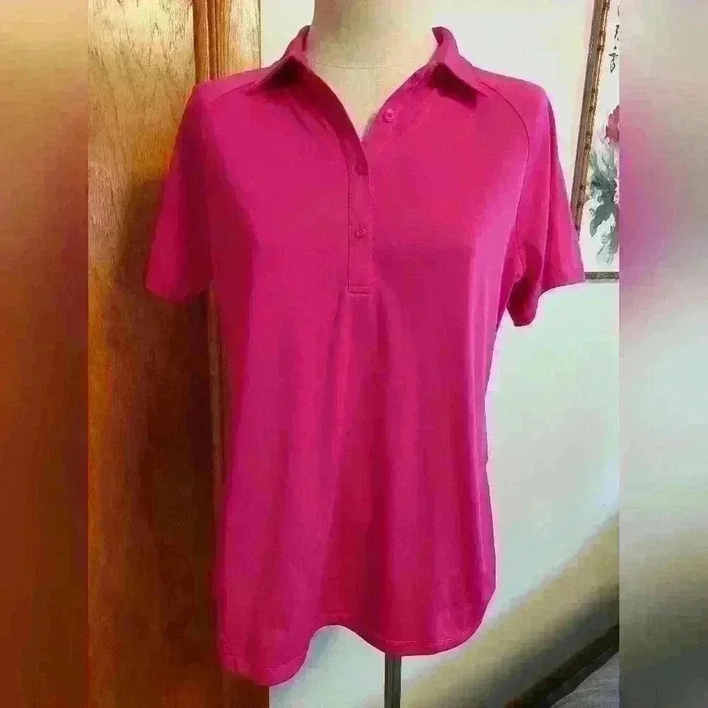 CUTTER & BUCK WOMEN'S CB DRYTEC MAGENTA-COLORED POLO. SIZE LARGE.